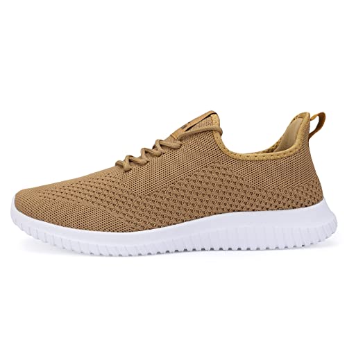 BXYJDJ Damen-Wanderschuhe, atmungsaktiv, Mesh, modische Sneaker, ultraleicht, Joggen, Slip-On, Athletisch, Laufen, Workout, Freizeit-Sportschuhe für Reisen und Arbeit, Khaki, 44 EU von BXYJDJ