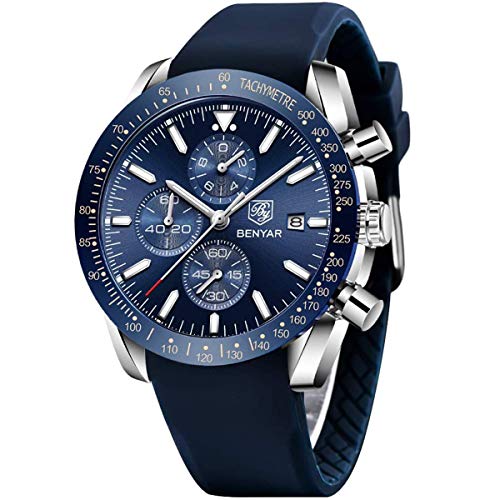 BENYAR herrenuhren Chronograph Analogue Quartz Armbanduhr für männer Lederband Herren Fashion Business Sport Design 30M wasserdicht Elegantes Geschenk für männer von BY BENYAR