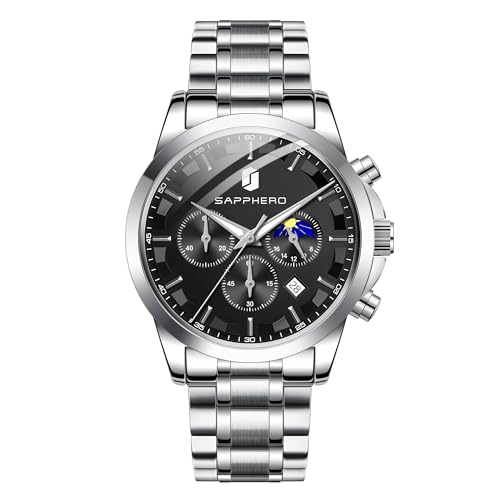 BY BENYAR Herrenuhr Uhren Herren Wasserdicht Herrenuhren Chronograph m?nner Armbanduhr für Herren Eleganz Lederarmband/Edelstahl Quarz Geburtstags/Weihnachts Gold/Silber/Blau/Schwarz von BY BENYAR