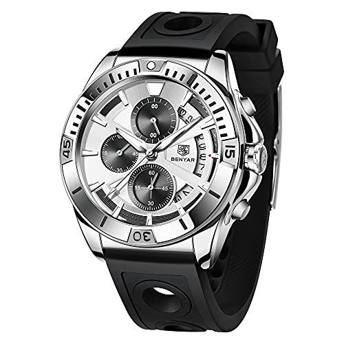 BENYAR Herren Uhr Chronograph Analogue Quartz Armbanduhr für männer Fashion Business Sport Design 30M wasserdicht Elegant Männer Geschenk von BY BENYAR