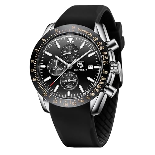 BENYAR Uhren Herren Analog Quarz Chronograph Herrenuhren 30M Wasserdicht Armbanduhr Leuchtende Datum Lässig Business-Kleid Uhren fur Männer Klassische Elegantes Geschenk von BY BENYAR