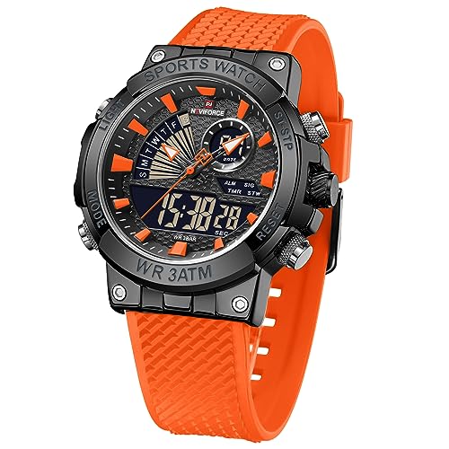 BY BENYAR Herren Analog Digital Sport Uhren Quarz Militär Wasserdicht Multifunktion Chronograph Silikonband Uhr von BY BENYAR