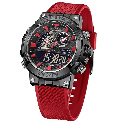 BY BENYAR Herren Analog Digital Sport Uhren Quarz Militär Wasserdicht Multifunktion Chronograph Silikonband Uhr von BY BENYAR
