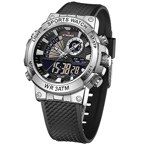 BY BENYAR Herren Analog Digital Sport Uhren Quarz Militär Wasserdicht Multifunktion Chronograph Silikonband Uhr von BY BENYAR