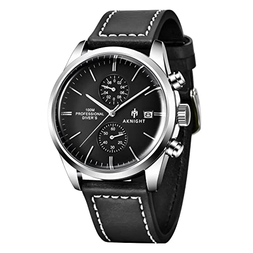 BY BENYAR Herren Uhren Lederarmband Armbanduhr Analog Quarzuhr Uhren für Männer Mode Sport Chronograph 30M Wasserdicht Herren Elegantes Geschenk von BY BENYAR