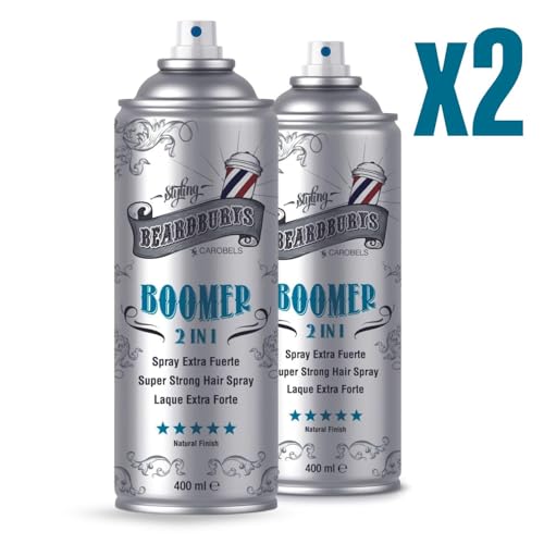 Beardburys HairSpray 2-in-1 Boomer | Professioneller Haarlack für Herren, matt, mit extra starkem Halt, 2 konzentrierte und vernebelte Oberflächen, ohne C.F.C. (2) von BY CAROBELS BEARDBURYS