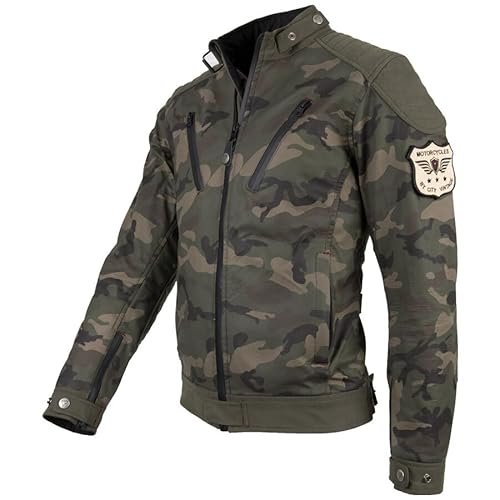 BY CITY - Herren Motorradjacke - Spring II Man Camu - mit abnehmbaren Protektoren an Ellbogen und Schultern, Camouflage, Large von BY CITY