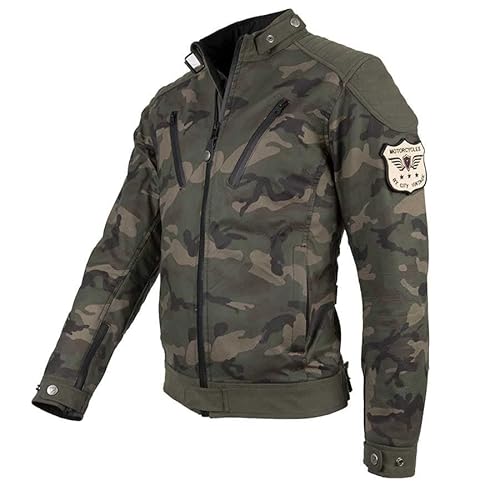 BY CITY - Motorradjacke für Herren - Spring II Man Camu - mit abnehmbaren Protektoren an Ellbogen und Schultern, Camouflage, M von BY CITY