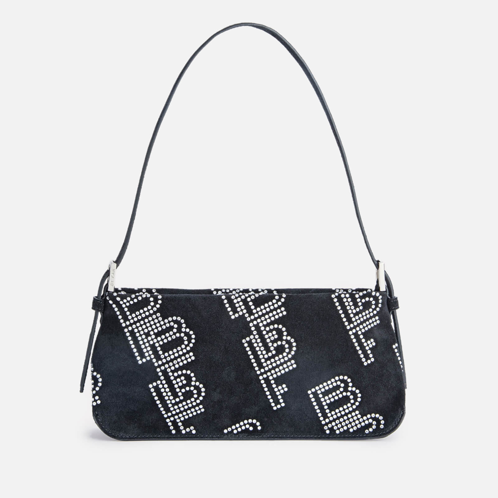 BY FAR Dulce Crystal Monogram Suede Shoulder Bag von BY FAR