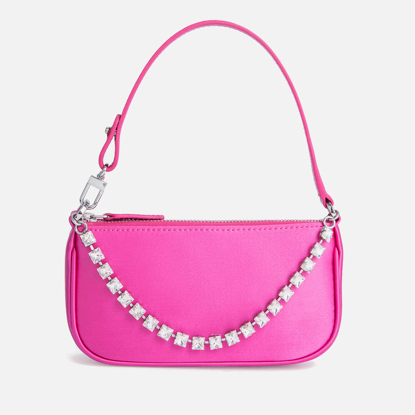 BY FAR Mini Rachel Satin and Rhinestone Chain Bag von BY FAR