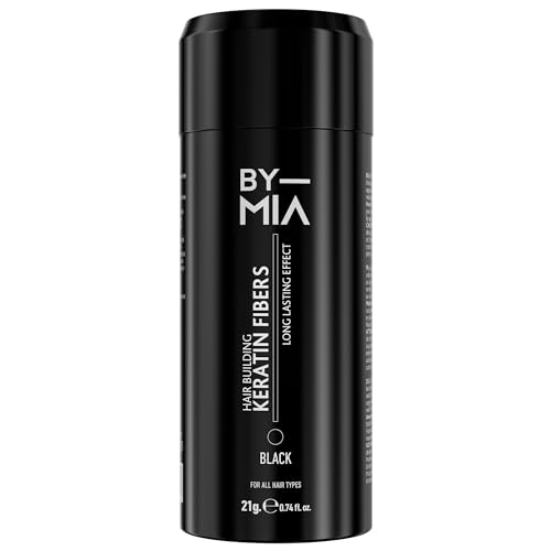 BY MIA Hair Building Keratin Fasern, Schwarz 21g | Haarfasern für dünner werdendes Haar | Haarverdicker Pulver Faser | Haarausfall Concealer für Frauen & Männer von BY MIA