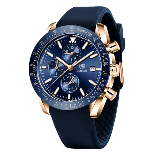 BENYAR Uhren Herren Analog Quarz Chronograph Herrenuhren 30M Wasserdicht Armbanduhr Leuchtende Datum Lässig Business-Kleid Uhren fur Männer Klassische Elegantes Geschenk von BY BENYAR