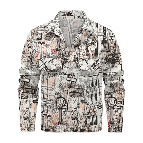 BYBNOLL Bedruckte Jeansjacke Herren Vintage Cowboy Sommerjacke Camouflage Streetwear Denim Jacket -Weiß 2XL BYBNOLL Bedruckte Jeansjacke Herren Vintage Cowboy Sommerjacke Camouflage Streetwear Denim Jacket -Weiß 2XL von BYBNOLL
