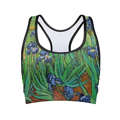 BYCHECAR Damen Gepolsterter Sport-BH Fitness Workout Laufen Shirts Yoga Tank Top, Van Gogh Field, S von BYCHECAR