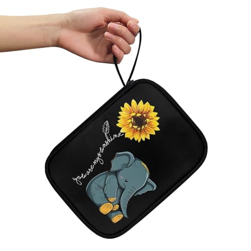 BYCHECAR Elephant Aufbewahrungstasche für 12 Uhrenarmbänder, Sonnenblumen-Uhrenarmband, Organizer, Reise-Uhrenarmbänder, Tragetasche, kompatibel für iWatch Damen Herren Uhrenarmbänder und Zubehör, CYX229CZA44-4 von BYCHECAR