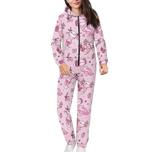 BYCHECAR Erwachsene Kostüme Onesie Pyjama Trainingsanzug Einteiler Overall, Axolotl Kirsche, XXXL von BYCHECAR