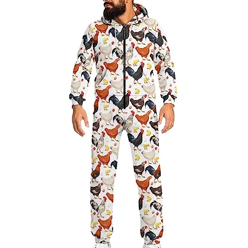 BYCHECAR Erwachsene Kostüme Onesie Pyjama Trainingsanzug Einteiler Overall, Huhn, S von BYCHECAR