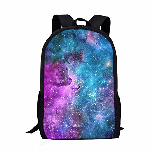 BYCHECAR Schulrucksack f?r M?dchen, f?r Jungen, Kinder-B?chertasche mit Wasserflaschenhalter, lila Weltraum, Galaxie von BYCHECAR