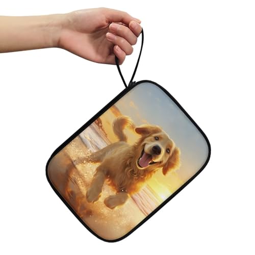 BYCHECAR Golden Retriever Dog 12 Uhrenarmbänder Aufbewahrungstasche Uhrenband Organizer Reise Uhrenarmbänder Tragetasche Tasche Kompatibel für iWatch Damen Herren Uhrenarmbänder und Zubehör, AI227CZA44-4 von BYCHECAR