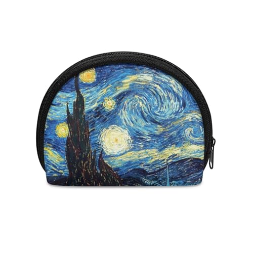 BYCHECAR Kleine Geldbörse mit Reißverschluss, tragbar, Mini-Münzgeldbörse, Van Gogh Sternenhimmel, Einheitsgröße, Münztasche von BYCHECAR