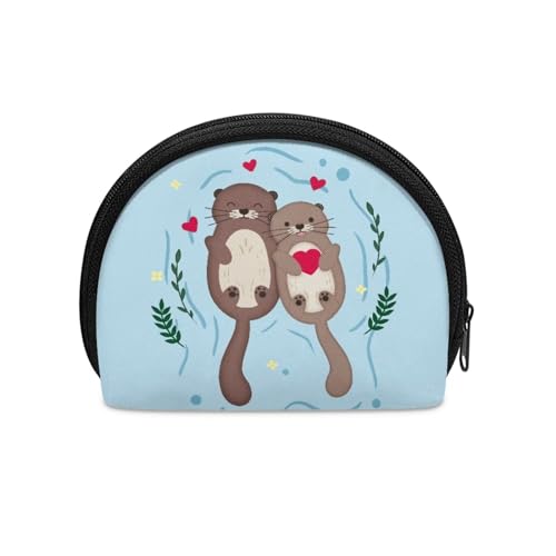 BYCHECAR Mini-Münzgeldbörse mit Reißverschluss, tragbar, kleine Münzbörse, Sea Otter Cute, Einheitsgröße, Münztasche von BYCHECAR