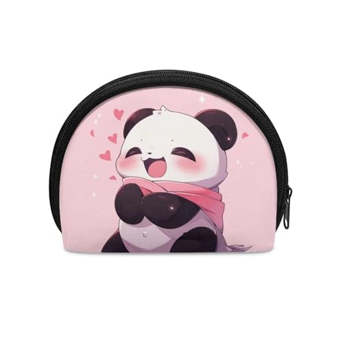 BYCHECAR Mini-Münzgeldbörse mit Reißverschluss, tragbare Münzbörse, Panda Pink, Einheitsgröße, Münztasche von BYCHECAR