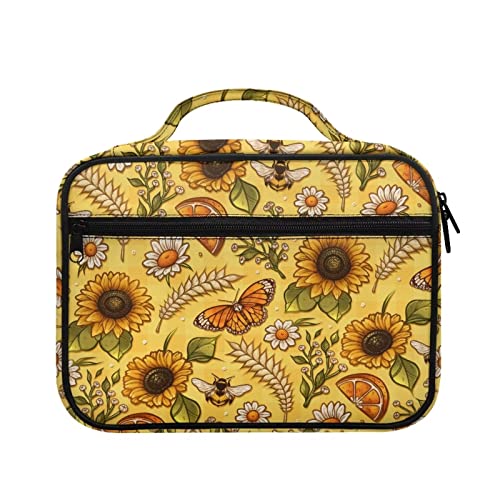 BYCHECAR Sonnenblumen-Bibelhüllen für Frauen, große Größe, Schmetterling, Bibeltasche, Kinder, Mädchen, Bibeltaschen mit Reißverschlusstasche, Griff, Bibeltasche, Tragetasche, Kirchentasche, Gelb von BYCHECAR