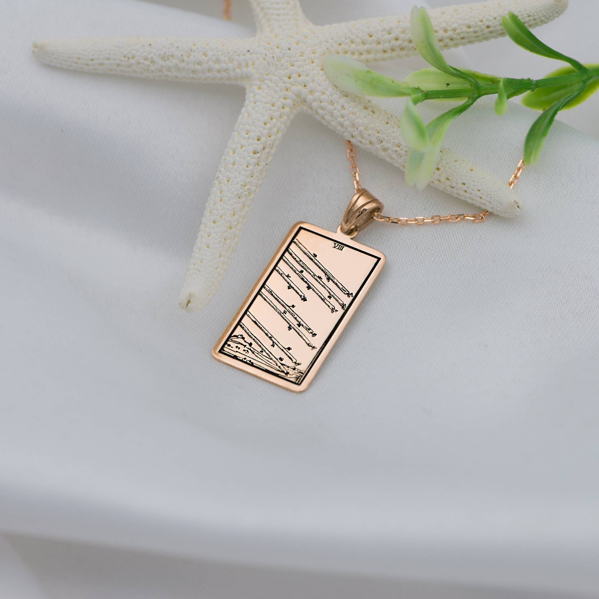 Halsketten Für Frauen Acht Der Stäbe Tarot Karten Halskette Gold Silber Spiritueller Schmuck Geschenke Geburtstagsgeschenke von BYDEMIRULUER