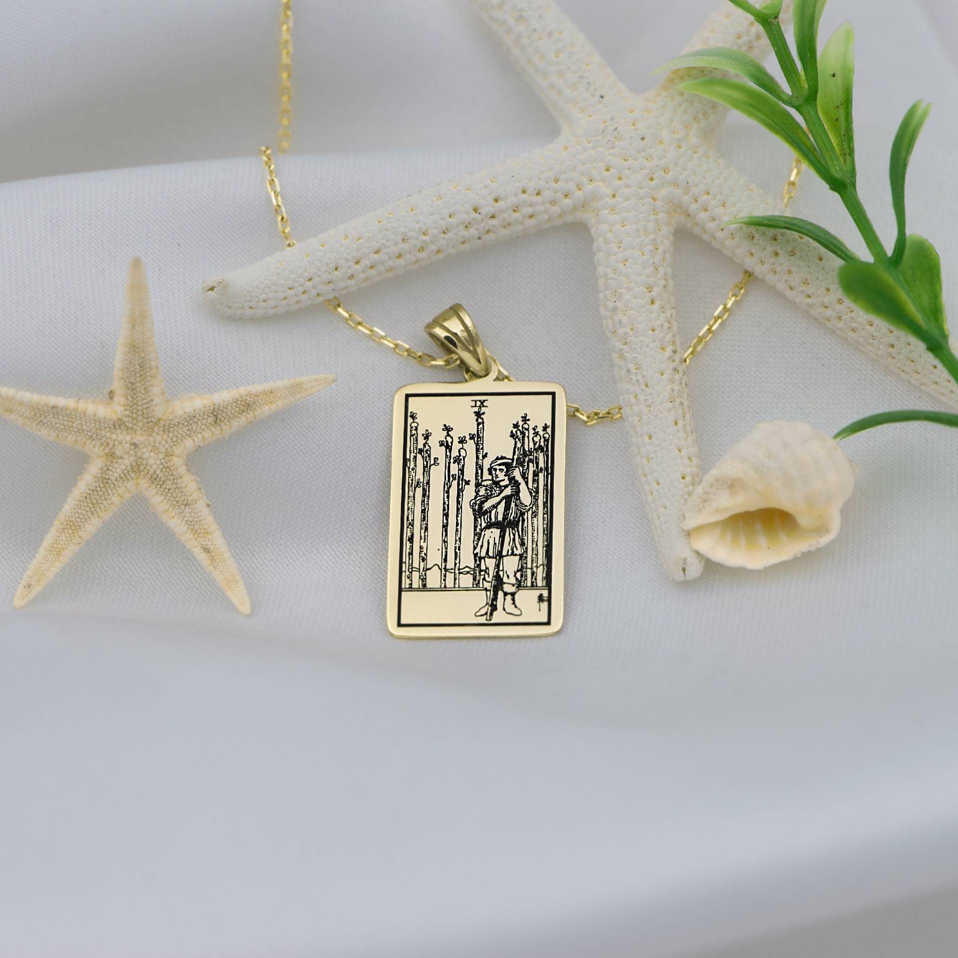 Halsketten Für Frauen Neun Stäbe Tarot Karten Halskette Gold Silber Spiritueller Schmuck Geschenk Sie Mama von BYDEMIRULUER