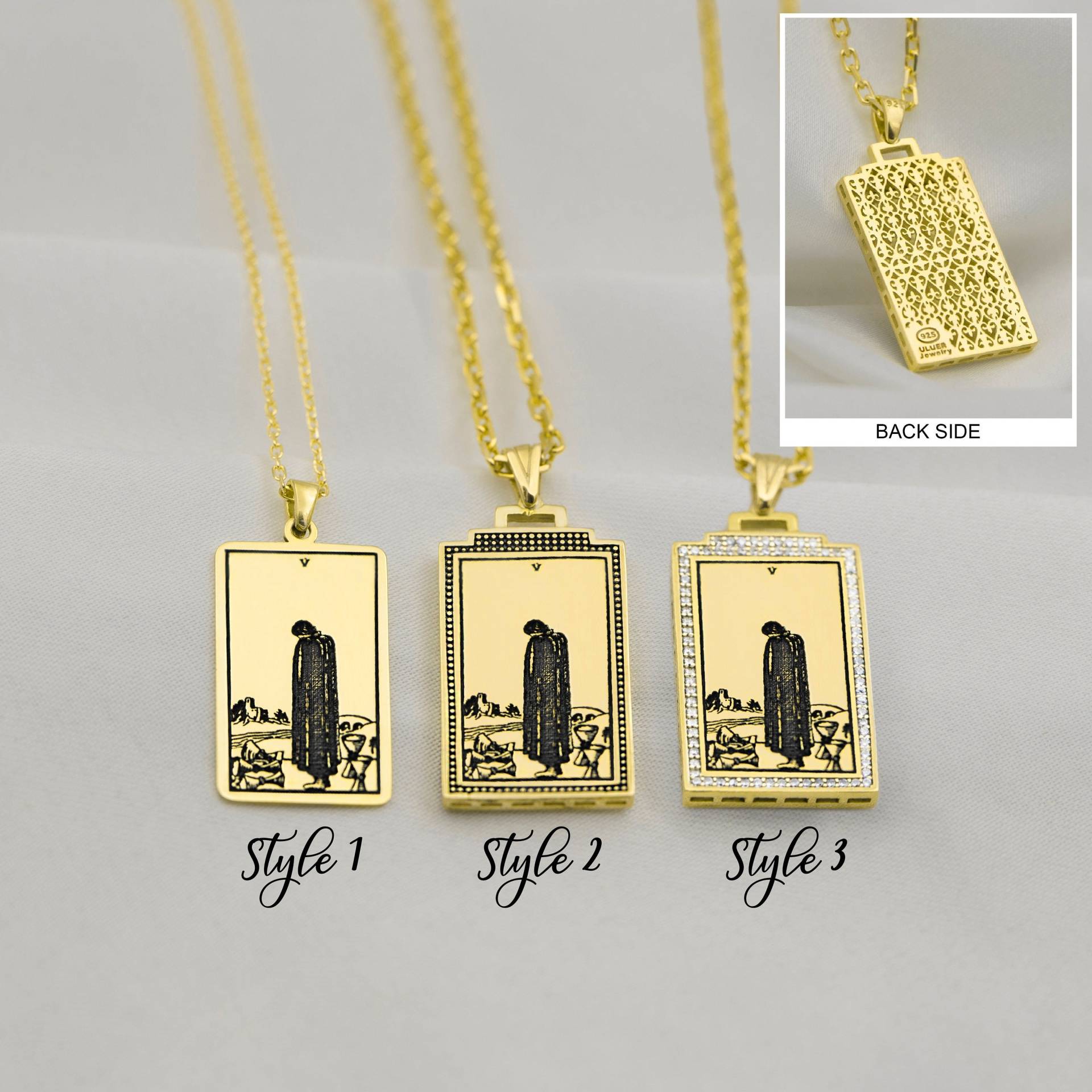 Tarot Anhänger Fünf Tassen Karte Halskette Sterling Silber Geschenke Schmuck Accessoires Gold Geschenk Für Sie Von Uluer Jewelry von BYDEMIRULUER