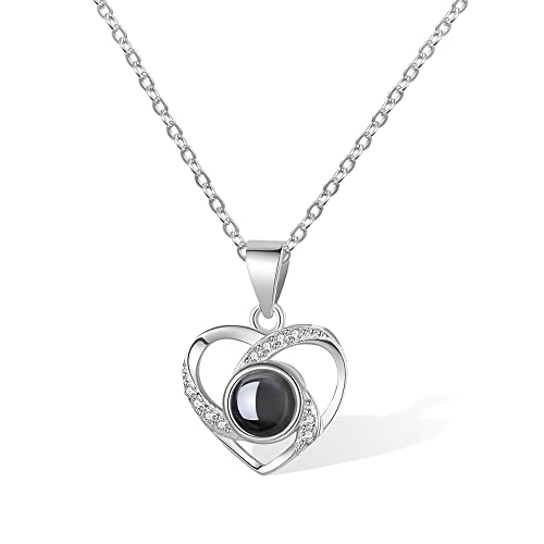 Personalisierte Herzform Diamant Drop Photo Projektion Halskette 100 Sprachen von I Love You Anhänger Sterling Silber Halskette Custom Schmuck Geschenke für Frauen Mädchen Frau Mutter Weihnachten Personalisierte Herzform Diamant Drop Photo Projektion Halskette 100 Sprachen von I Love You Anhänger Sterling Silber Halskette Custom Schmuck Geschenke für Frauen Mädchen Frau Mutter Weihnachten von BYFDIY