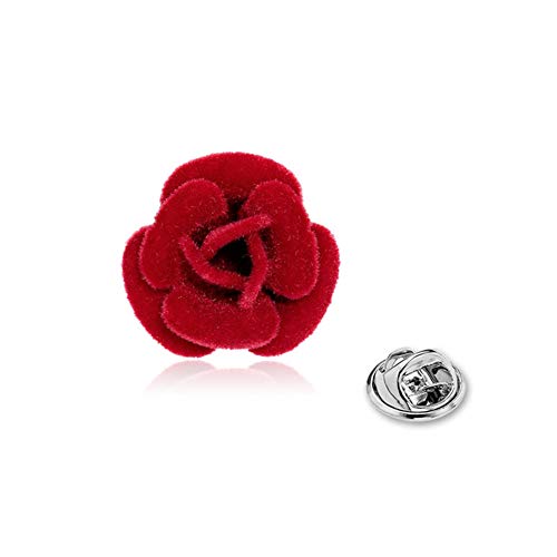 BYFRI 1pc Revers-Stifte BlumePin Rosen-Blumen-Ehrennadel Handgemachte Rose Leave Brosche für Männer Frauen Anzug (rot) von BYFRI