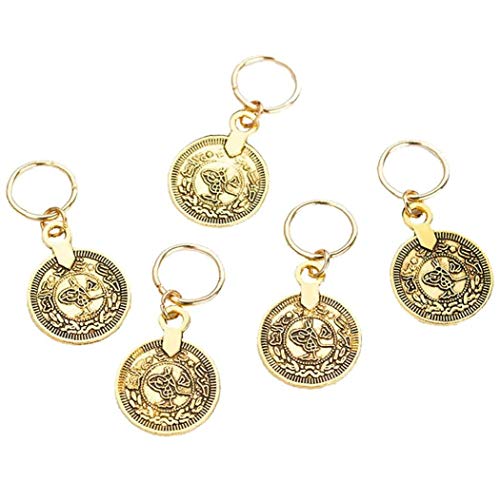 5pcs Dreadlocks Perlen-haar-flechten Ring Münze Form-anhänger Haar Cuffs Braid Spangen Schmuck Haarschmuck Für Frauen von BYFRI