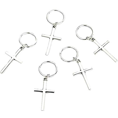 5pcs Dreadlocks Perlen-haar-flechten-ring-kreuz-anhänger Haar Cuffs Braid Spangen Schmuck Haarschmuck Für Frauen Silber von BYFRI