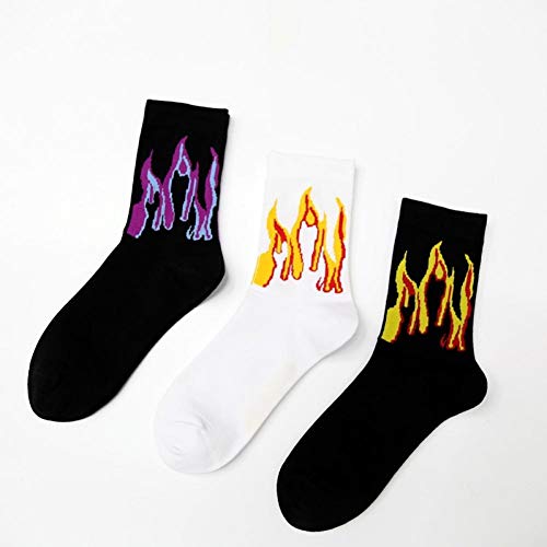 BYFRI 3pair Female Flamme Muster Hip Hop Funny Man Socken Jacquard Feuer-socken-straße Skateboard Cotton Socken Herren Street von Lupsty