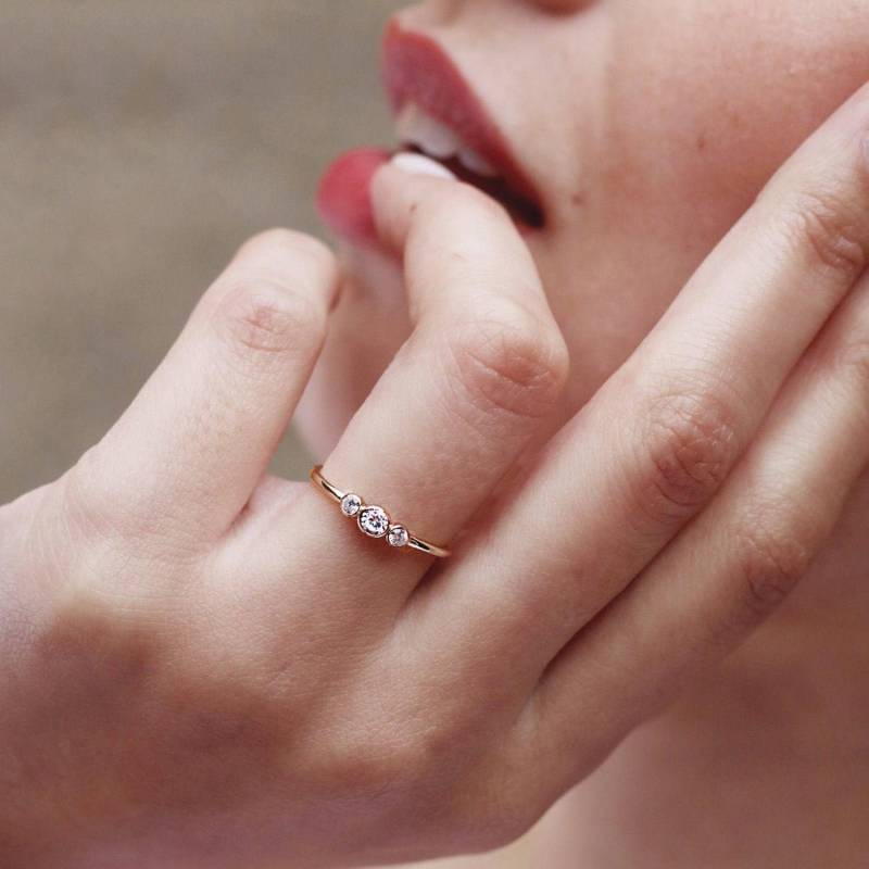 Cubic Zirconia Ring - Gold Dainty Stacking Minimalist Jewelry Tiny Cz von BYLIAJEWELS