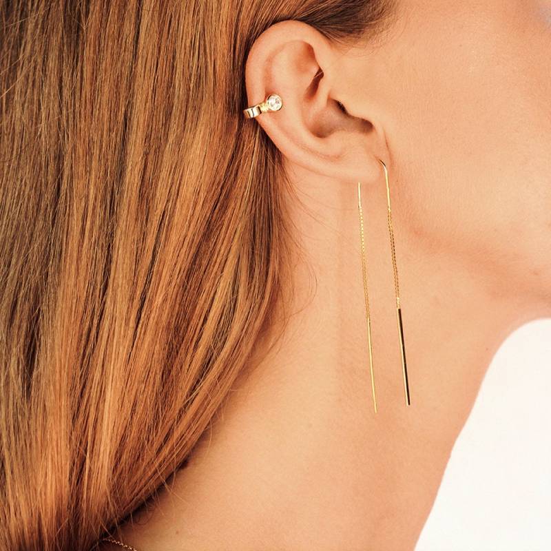 Gold Threader Earrings - Long 18K Threader Earrings Very Dainty Delicate Minimalist von BYLIAJEWELS