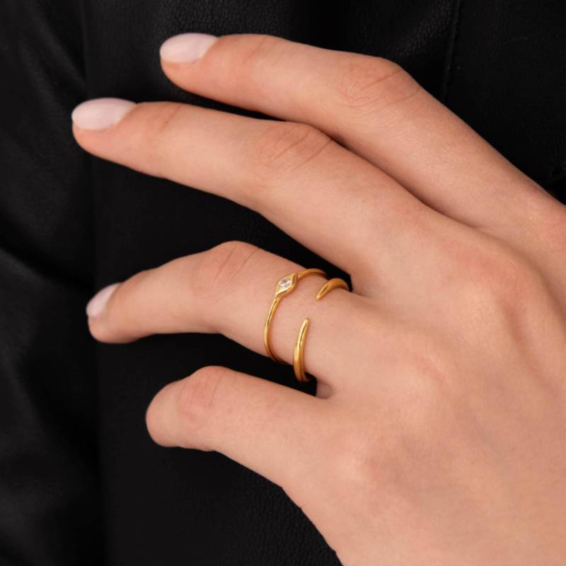 Horn Shaped Ring - Gold Stacking Open Minimalist Silver Minimalist Jewelry Dainty Tiny von BYLIAJEWELS