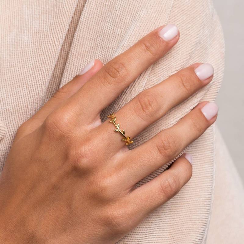 Leaves Ring - Gold Leaf Stackable Stacking Minimal Minimalist Dainty Jewelry Leaf von BYLIAJEWELS