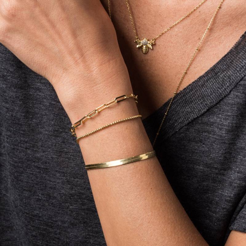Link Layered Bracelet - Strand Gold -Braided Link Minimalist Linked Dainty Fashion Jewelry von BYLIAJEWELS
