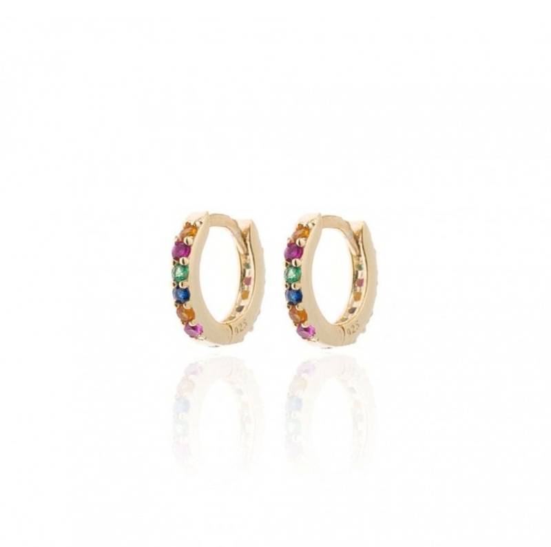 Multicolored Cz Tiny Hoop Earrings, Rainbow Small Hoops, Tiny Dainty Minimalist Huggie Earrings von BYLIAJEWELS