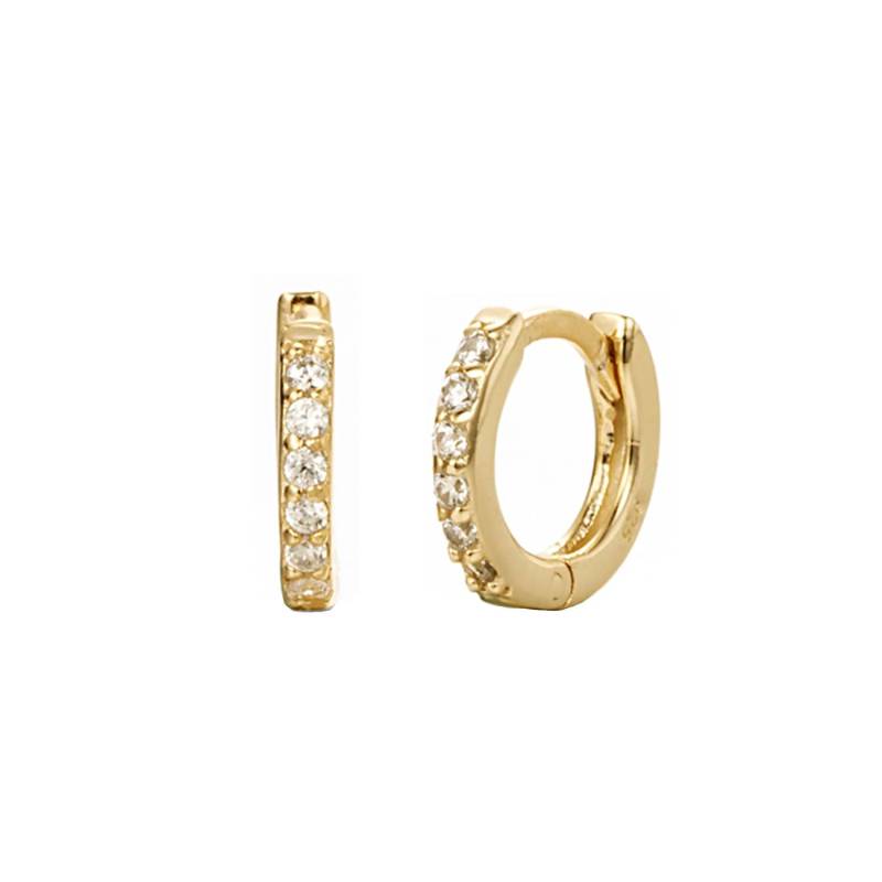 Small Hoops Earrings-Gold Ear Cuff - Earrings Gold Cz Tiny Hoop von BYLIAJEWELS