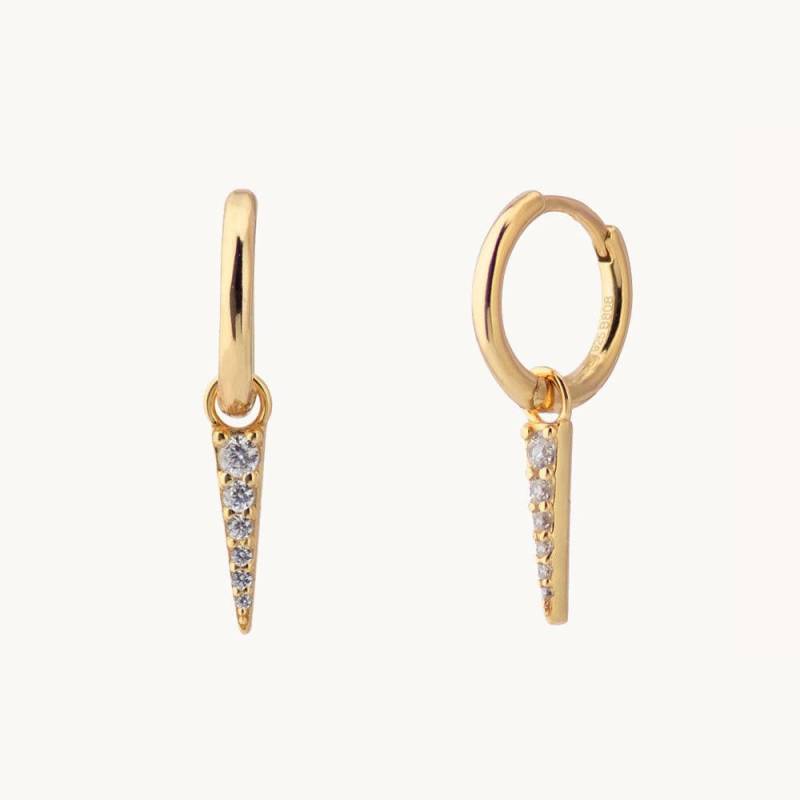 Spike Charm Cz Hoops, Hoop Earrings, Delicate Minimalist Minimal Tiny Gold Hoops von BYLIAJEWELS