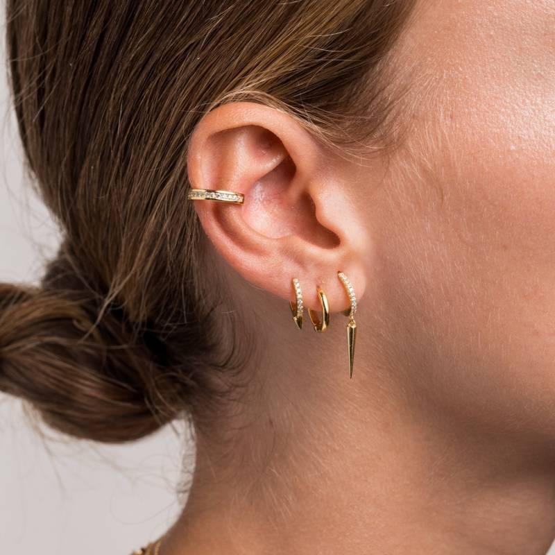 Spike Cz Hoops - Small Huggie Dainty Earrings Thin Tiny Minimalist Earrings Minimal Long von BYLIAJEWELS