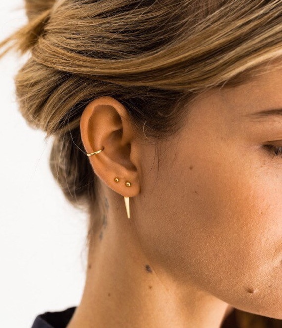 Triangle Ear Jacket - Gold Earrings Front Back Earring Ear Jackets Dainty Minimalist von BYLIAJEWELS