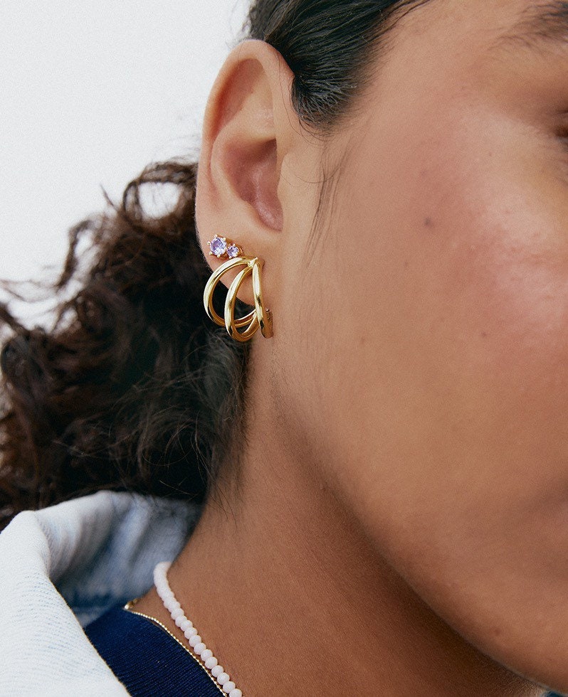 Triple Hoops - Stud Earrings Gold Silver Dainty Minimal Minimalist Jewels Elegant Hoop Earrings von BYLIAJEWELS