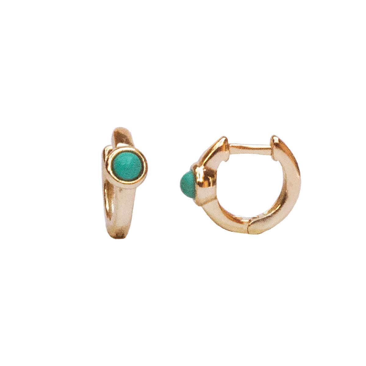 Turquoise Hoop Earrings - Huggie Gold Turquoise Minimalist Boho Gemstone Hoop Hoops Turquoise Hoop Earrings - Huggie Gold Turquoise Minimalist Boho Gemstone Hoop Hoops von BYLIAJEWELS