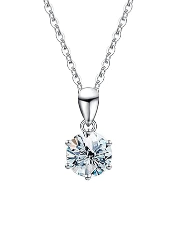 1 Karat Moissanit-Diamant 925 Silber Kette mit Geschenkbox & Zertifikat Halskette für Mama Mutter mit personalisierter Karte Geschenk zum Geburtstag Muttertag Frauentag Weihnachten (MOISS5 - 3 Karat) von BYLITZ