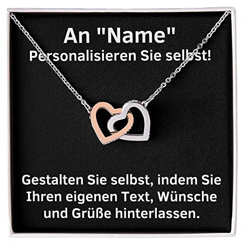 14K Weißgold Halskette mit personalisierter Karte, Kette und LED Geschenk Box für die Frau Freundin Verlobte, Tochter, Enkelin, Mutter oder Oma (Standard Box - Doppelherz) von BYLITZ