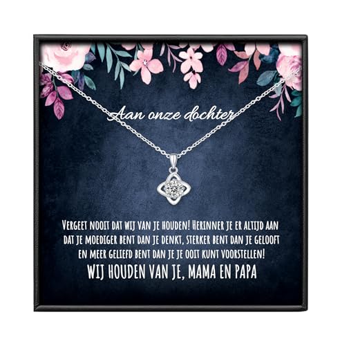 An meine Tochter Halskette | An unsere Tochter Halskette mit Zirkonia personalisierte Karte und Geschenkbox. Perfektes Geschenk für Geburtstag oder Weihnachten, 40-50cm, Sterling Silber, Zirkonia von BYLITZ